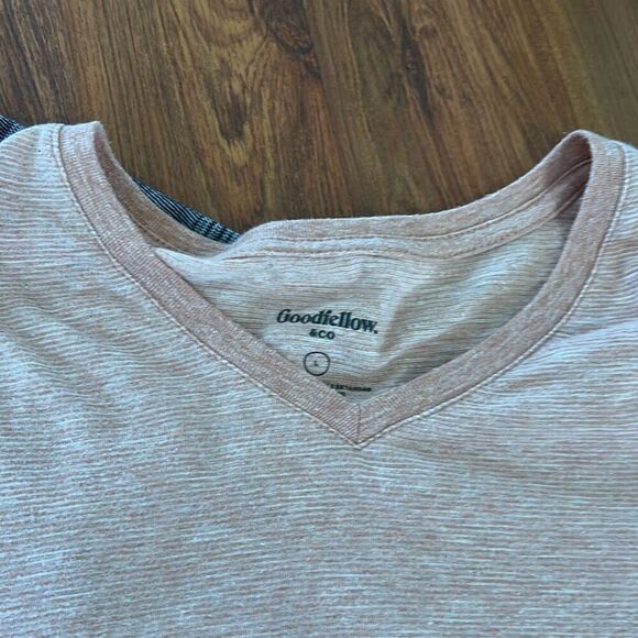 2 men's large T-shirts Goodfellow Alfani gray striped peach size large - Picture 2 of 5